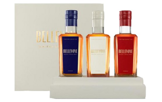 Whisky BELLEVOYE Coffret Bleu + Blanc + Rouge  -