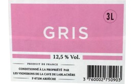 Coteaux ARDECHE Gris 12°5 - Bib 3 litres 2024-12,5°