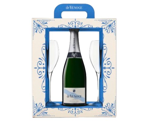 COFFRET 1 Cordon Bleu 75cl + 2 Flutes - De Venoge -