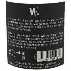 Whisky VORVONÉ - WELCHE'S - ALSACIEN - Fût Sauternes -43°
