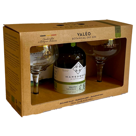 GIN VALÉO BIO - ABBAYE MAREDSOUS + 2 VERRES -40°