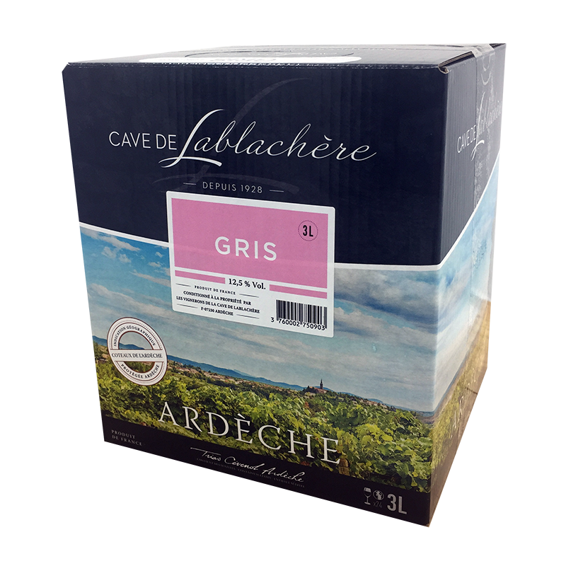 Coteaux ARDECHE Gris 12°5 - Bib 3 litres 2025-12,5°