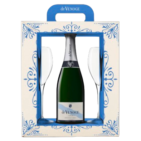 COFFRET 1 Cordon Bleu 75cl + 2 Flutes - De Venoge -