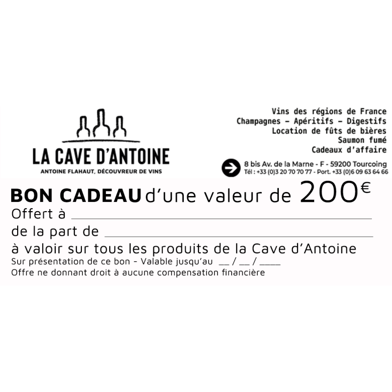 CARTE CADEAU 200€ A OFFRIR -