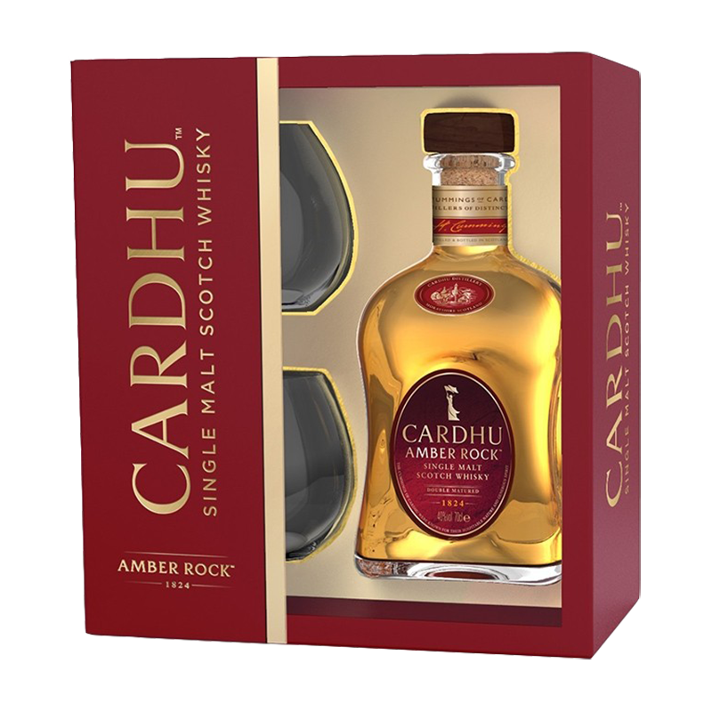 CARDHU Amber Rock + 2 verres sous étui -40°