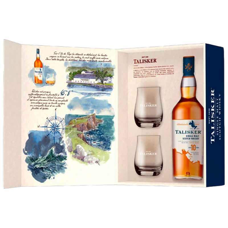 TALISKER 10 ANS Coffret 2 verres -45°8