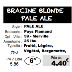 Bières BRACINE BLONDE PALE ALE -6°